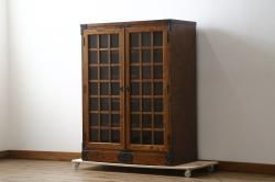 中古　特注!!　岩谷堂箪笥　格子扉　和モダンテイストのお部屋づくりに取り入れたい収納箪棚(戸棚、キャビネット、飾り棚、陳列棚)(R-081340)