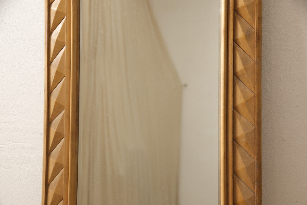 和製アンティーク　極上品!　彫刻の素晴らしい壁掛け鏡(ウォールミラー)(R-057485)