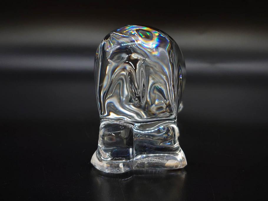 フランス　Baccarat　バカラ　カバ　美しい透明感が魅力の置物3点セット(動物、アニマル、オブジェ、ディスプレイ、フルレッドクリスタルガラス)(R-081480)