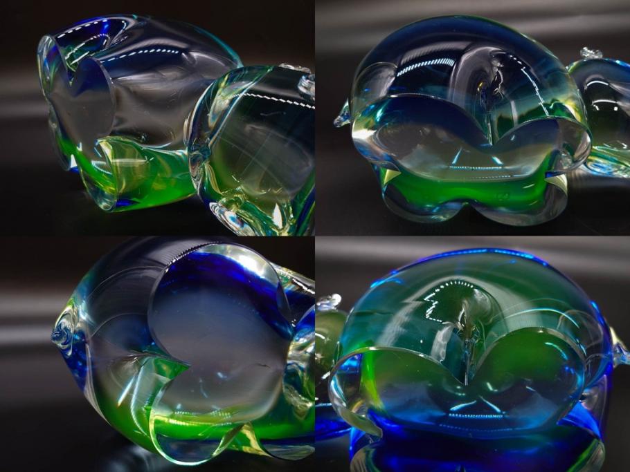 イタリア　V. NASON&C MURANO　ムラノガラス　カバ　愛嬌を感じる置物3点セット(動物、アニマル、ムラーノガラス、ベネチアンガラス、ヴェネチアングラス、オブジェ、ディスプレイ)(R-081481)