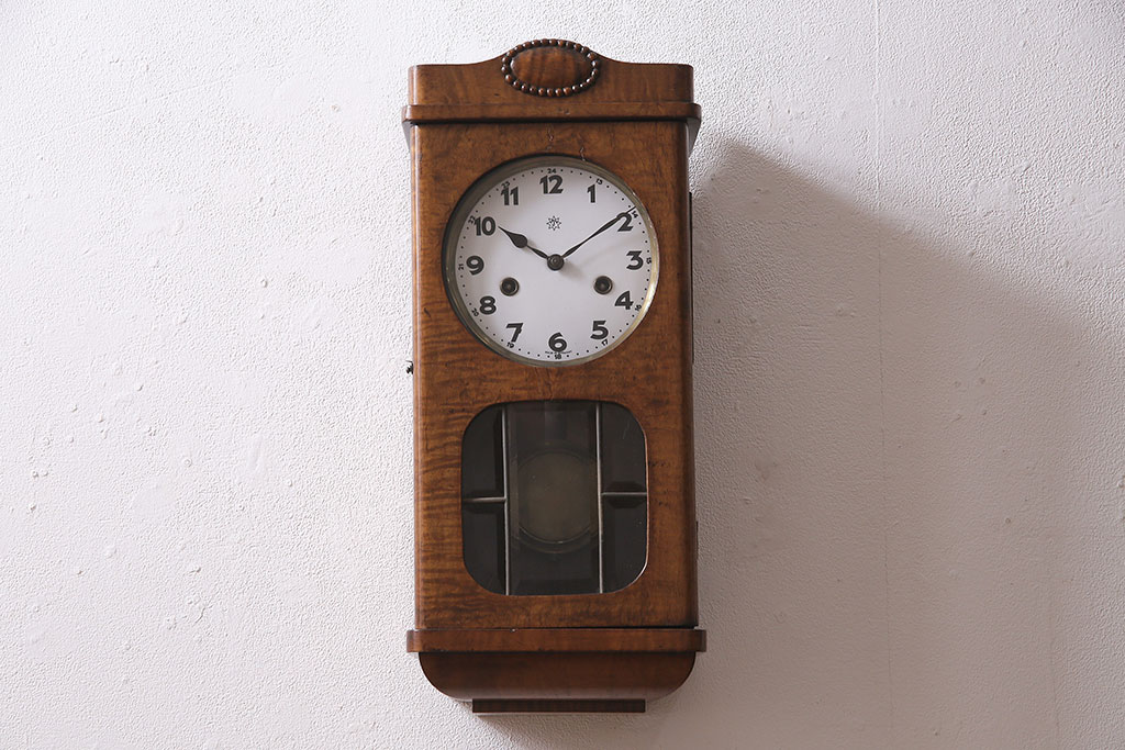 アンティーク時計　ドイツ　JUNGHANS(ユンハンス)社　ゼンマイ式　 ノスタルジックな雰囲気が魅力の振り子時計(柱時計、掛け時計、古時計)(R-046915)
