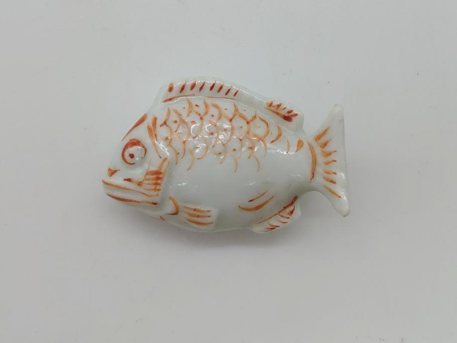 桃山宗山(沢田宗山)　色絵　鯛　箸置き4点セット(共箱付き、はし置き、和食器)(R-062855)