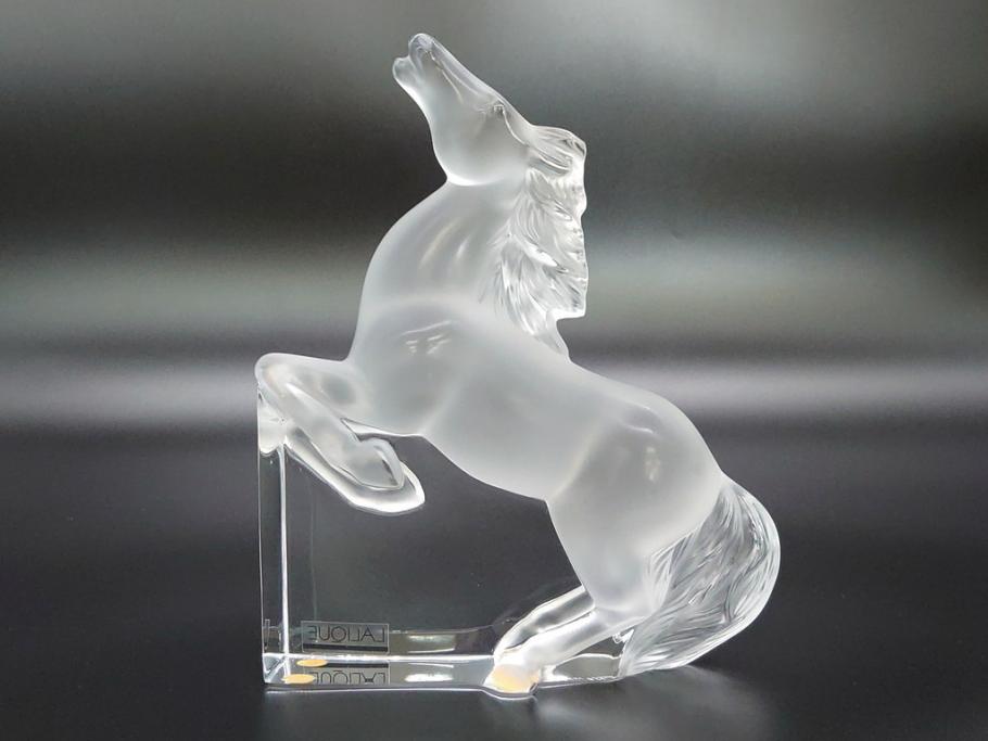 フランス　LALIQUE(ラリック)　クリスタル　跳ね馬　置物(箱なし、ガラス製、オブジェ、インテリア)(R-062827)