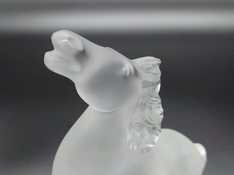 フランス　LALIQUE(ラリック)　クリスタル　跳ね馬　置物(箱なし、ガラス製、オブジェ、インテリア)(R-062827)