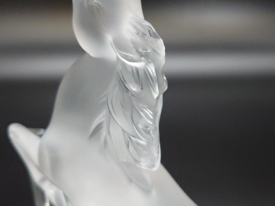 フランス　LALIQUE(ラリック)　クリスタル　跳ね馬　置物(箱なし、ガラス製、オブジェ、インテリア)(R-062827)