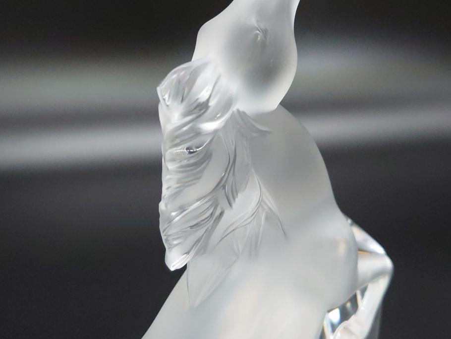 フランス　LALIQUE(ラリック)　クリスタル　跳ね馬　置物(箱なし、ガラス製、オブジェ、インテリア)(R-062827)