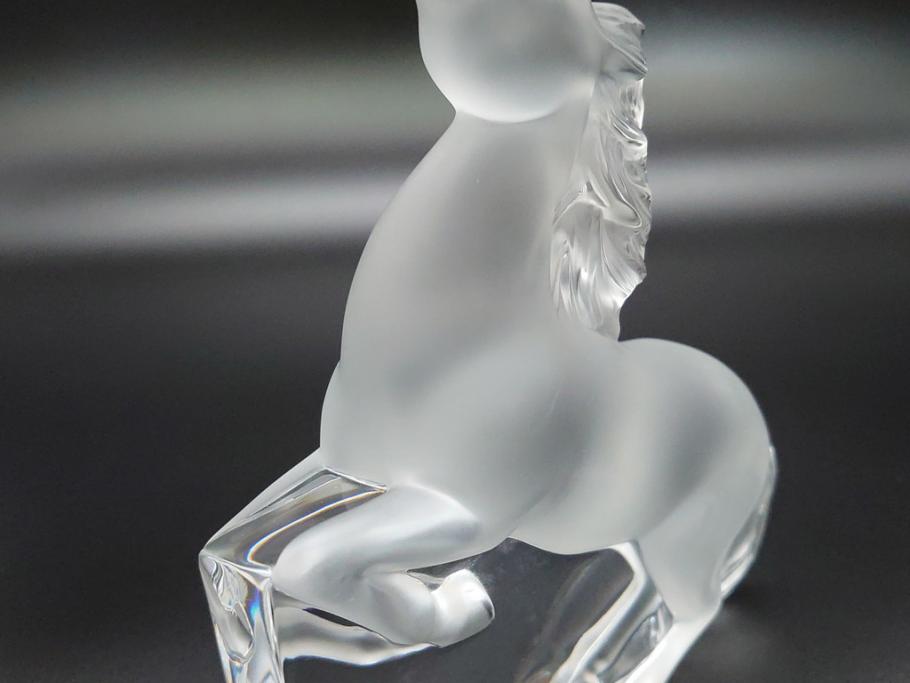 フランス　LALIQUE(ラリック)　クリスタル　跳ね馬　置物(箱なし、ガラス製、オブジェ、インテリア)(R-062827)