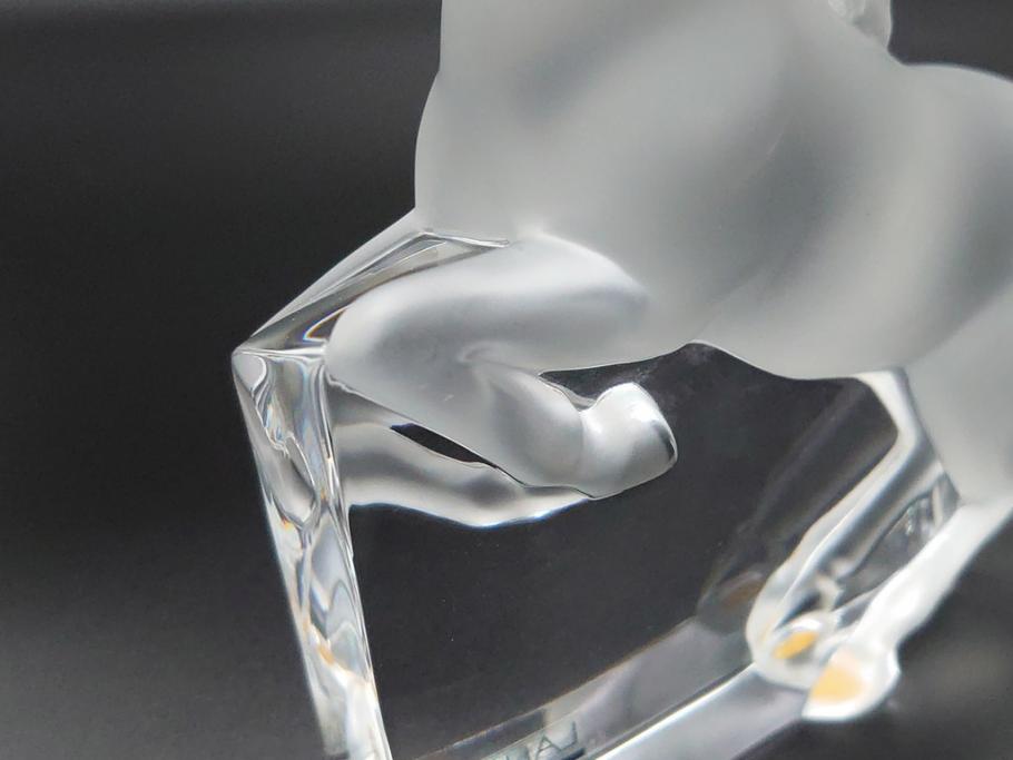 フランス　LALIQUE(ラリック)　クリスタル　跳ね馬　置物(箱なし、ガラス製、オブジェ、インテリア)(R-062827)