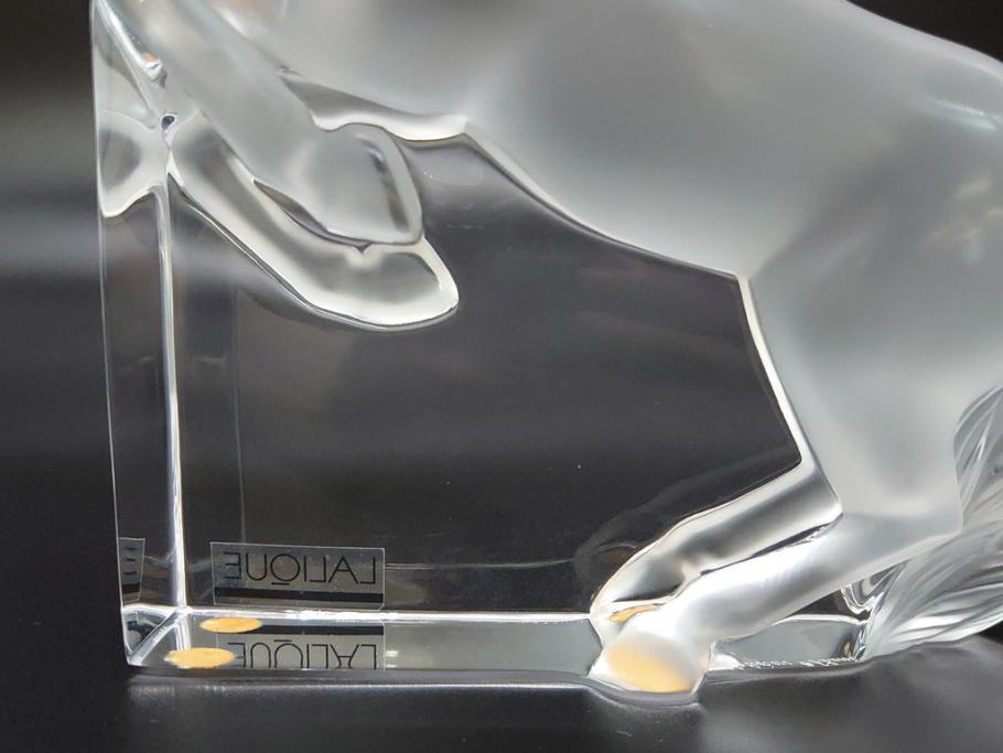 フランス　LALIQUE(ラリック)　クリスタル　跳ね馬　置物(箱なし、ガラス製、オブジェ、インテリア)(R-062827)