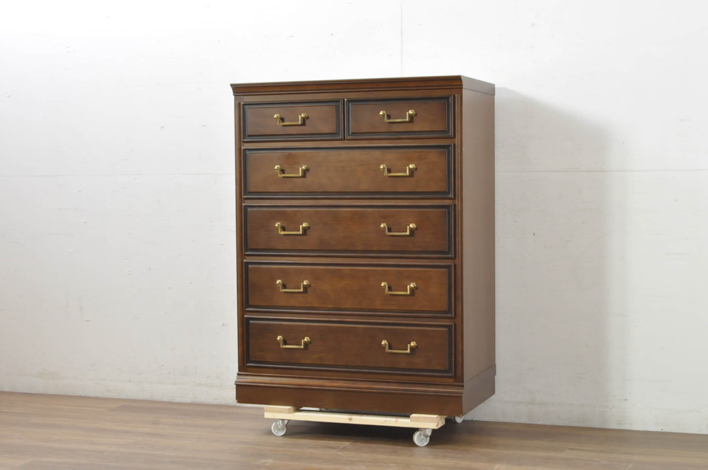 中古　美品　maruni(マルニ木工)　地中海ロイヤルシリーズ(ROYAL)　シックな空間づくりにぴったりなチェスト(引き出し、サイドチェスト)(定価約35万円)(R-080675)