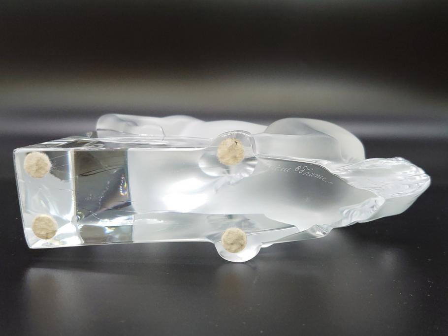 フランス　LALIQUE(ラリック)　クリスタル　跳ね馬　置物(箱なし、ガラス製、オブジェ、インテリア)(R-062828)