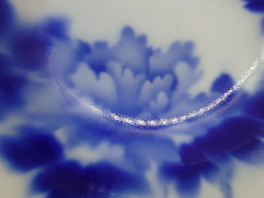 昭和初期　深川製磁　オールド深川　染付　花文　7寸　約21cm　深鉢(和食器、和皿、深皿、七寸)(R-062830)