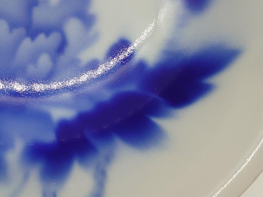 昭和初期　深川製磁　オールド深川　染付　花文　7寸　約21cm　深鉢(和食器、和皿、深皿、七寸)(R-062830)