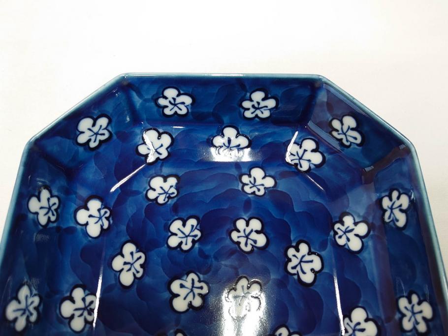 源右衛門窯　有田焼　緑彩葡萄絵　赤絵梅地紋　染付梅鳥　古染風梅紋　染付梅地紋絵割?　食卓に華を添える小鉢5客&中方皿4枚セット(果物、花、向付、深鉢、深皿、角皿、中皿、和皿、和食器、裏印、共箱付き)(R-081492)