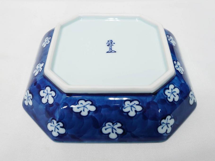 源右衛門窯　有田焼　緑彩葡萄絵　赤絵梅地紋　染付梅鳥　古染風梅紋　染付梅地紋絵割?　食卓に華を添える小鉢5客&中方皿4枚セット(果物、花、向付、深鉢、深皿、角皿、中皿、和皿、和食器、裏印、共箱付き)(R-081492)