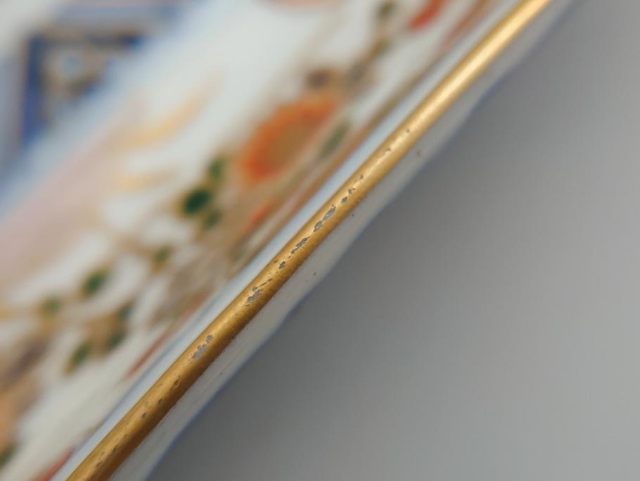 江戸期　上手物　古伊万里　金彩　色絵　染付　松竹梅文　6.6寸　約20cm　長皿3枚セット(和食器、和皿、角皿、6寸6分)(R-062886)