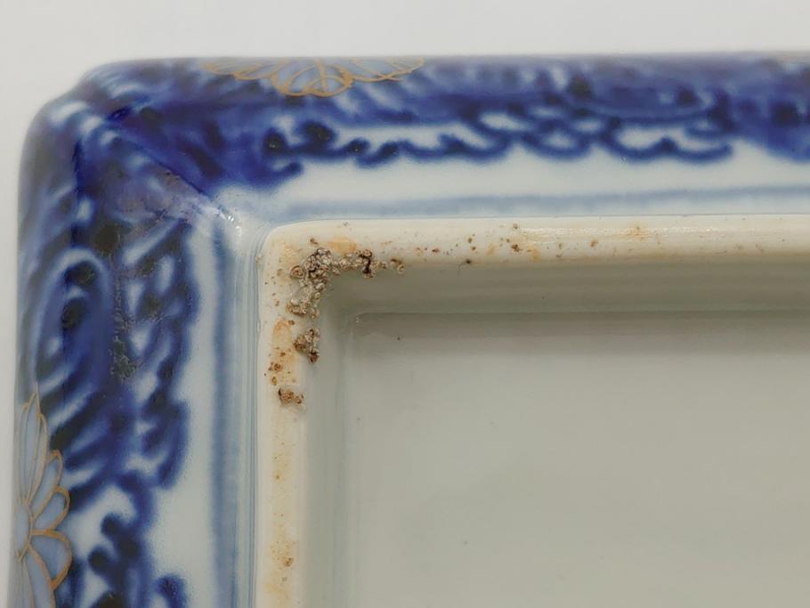 江戸期 上手物 古伊万里 金彩 色絵 染付 松竹梅文 6.6寸 約20cm