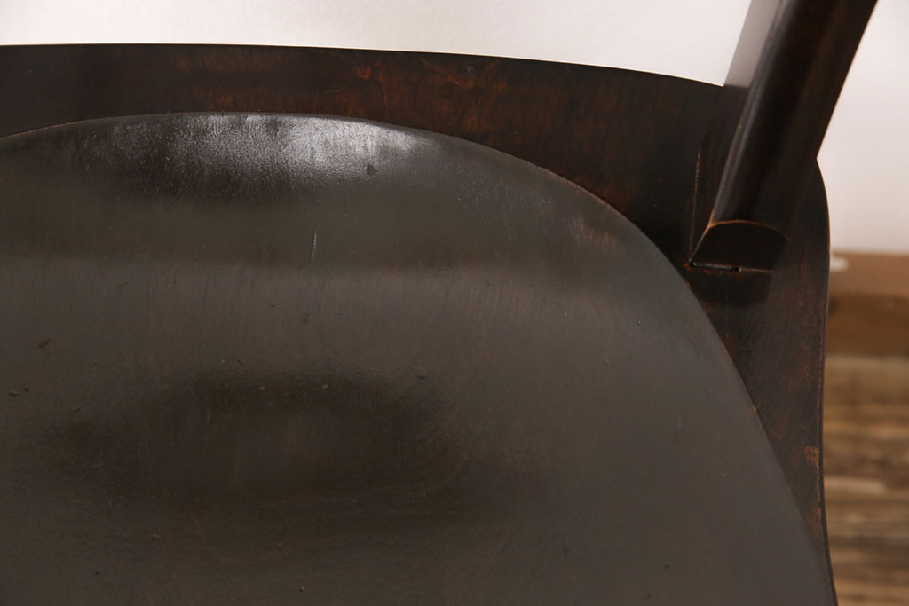 中古　松本民芸家具　#49型A　背もたれの美しいデザインが印象的なワイコムチェア(ダイニングチェア、椅子、板座チェア)(R-048983)