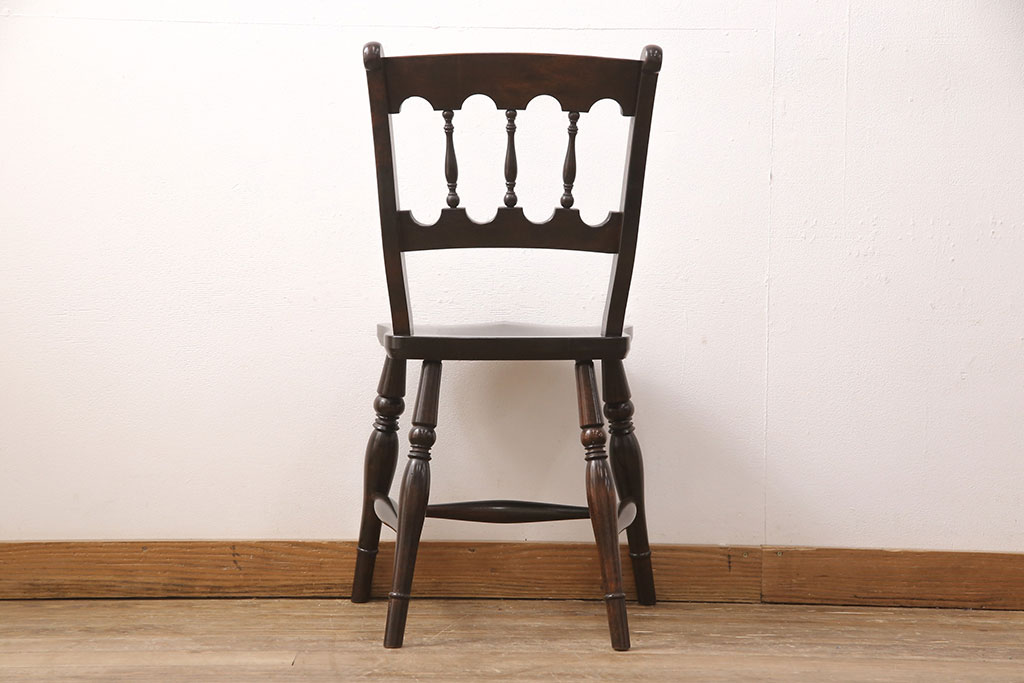中古　松本民芸家具　#49型A　背もたれの美しいデザインが印象的なワイコムチェア(ダイニングチェア、椅子、板座チェア)(R-048983)