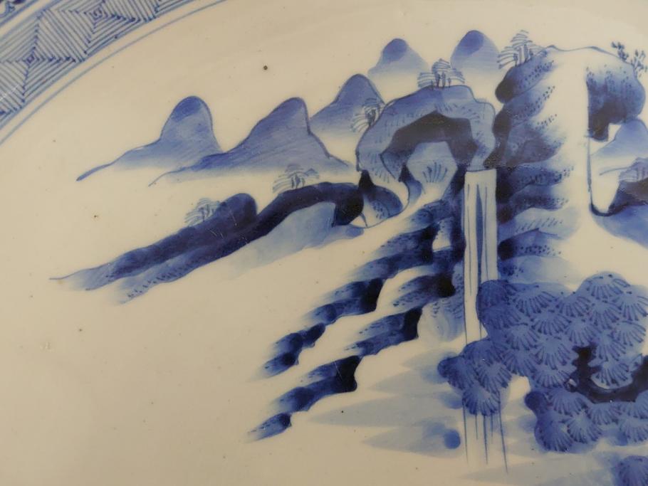 d 古伊万里山水図染付皿 江戸時代 磁器 有田 細首壺 有り難う