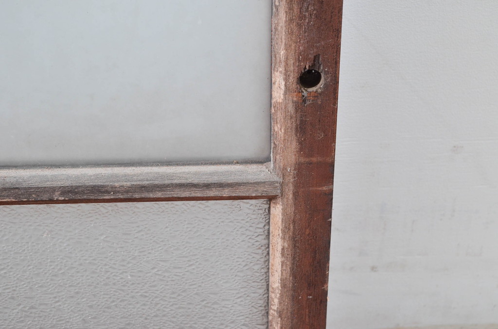 アンティーク建具　レトロな空間作りにおすすめなガラス窓2枚セット(引き戸、ガラス戸)(R-080933)
