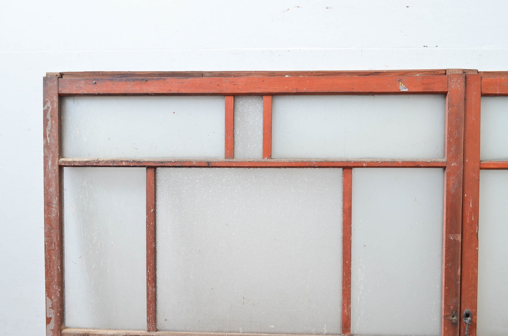 アンティーク建具　レトロな空間作りにおすすめなガラス窓2枚セット(引き戸、ガラス戸)(R-080933)