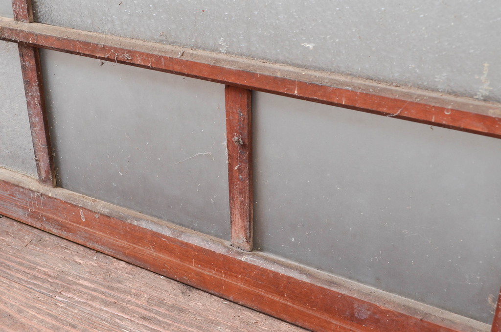 アンティーク建具　レトロな空間作りにおすすめなガラス窓2枚セット(引き戸、ガラス戸)(R-080933)