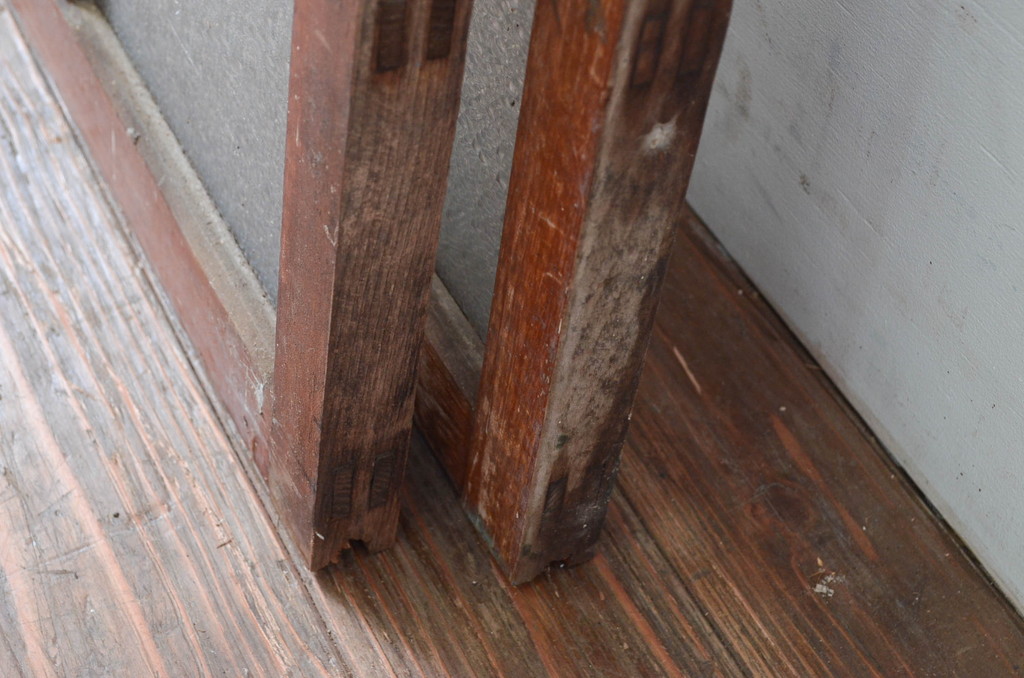アンティーク建具　レトロな空間作りにおすすめなガラス窓2枚セット(引き戸、ガラス戸)(R-080933)