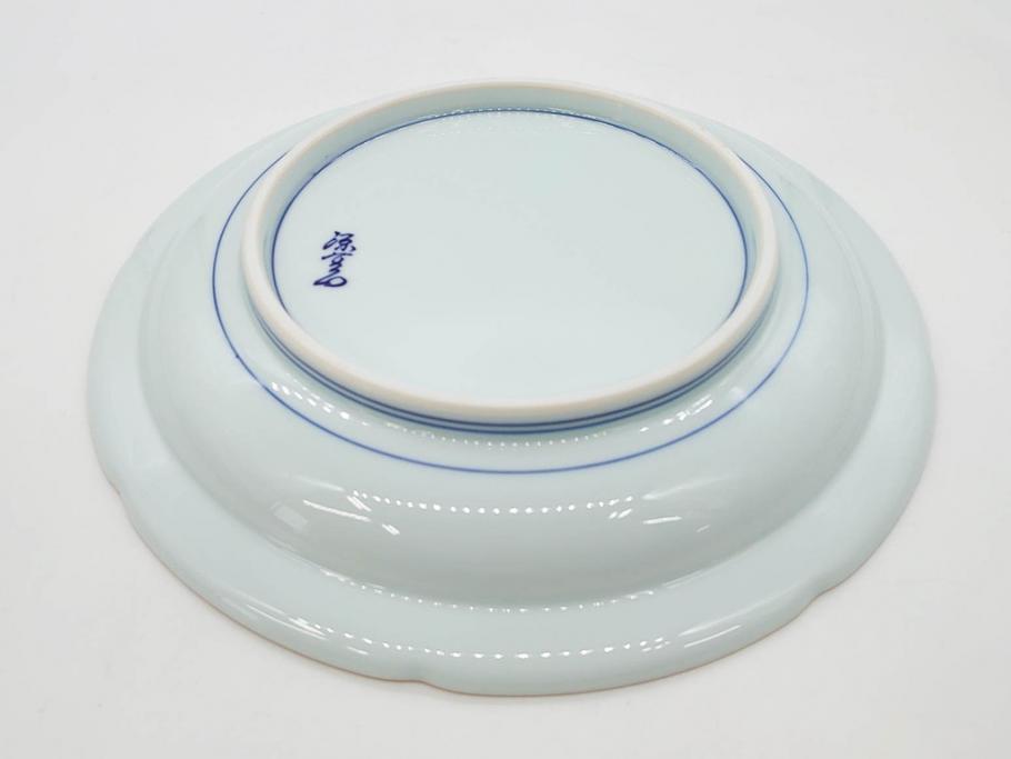 源右衛門窯　有田焼　染付四方唐草　(大)約22cm　7.3寸　(小)約19cm　6.2寸　上品な佇まいの中皿10枚セット(花、取り皿、和皿、和食器、裏印、共箱付き、七寸三分、六寸二分)(R-081496)