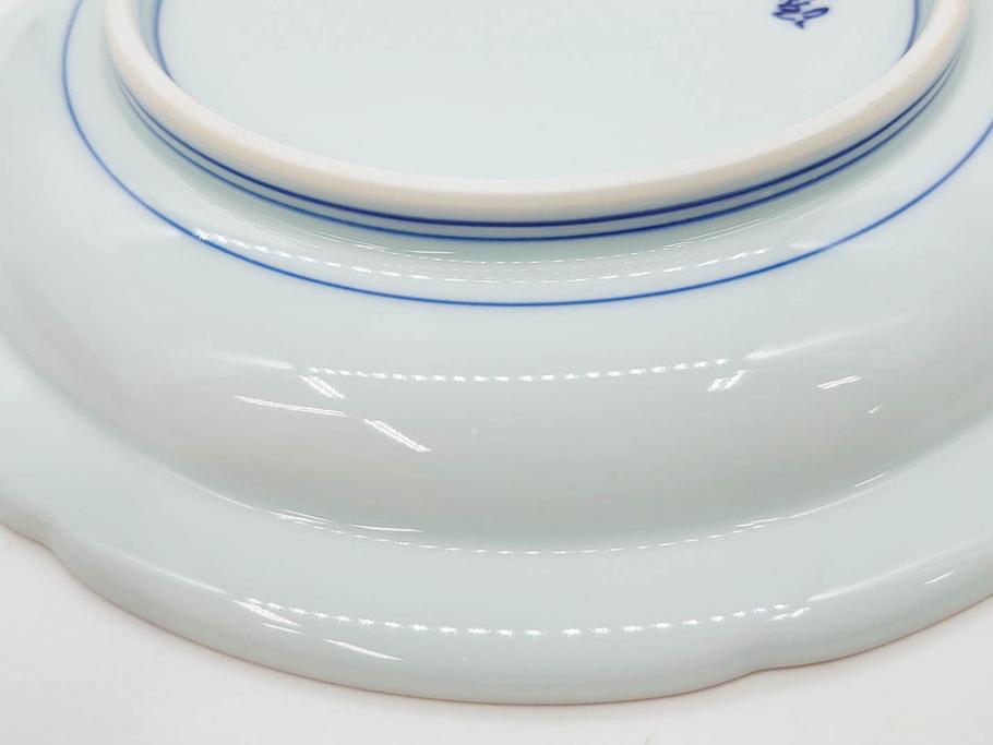 源右衛門窯　有田焼　染付四方唐草　(大)約22cm　7.3寸　(小)約19cm　6.2寸　上品な佇まいの中皿10枚セット(花、取り皿、和皿、和食器、裏印、共箱付き、七寸三分、六寸二分)(R-081496)