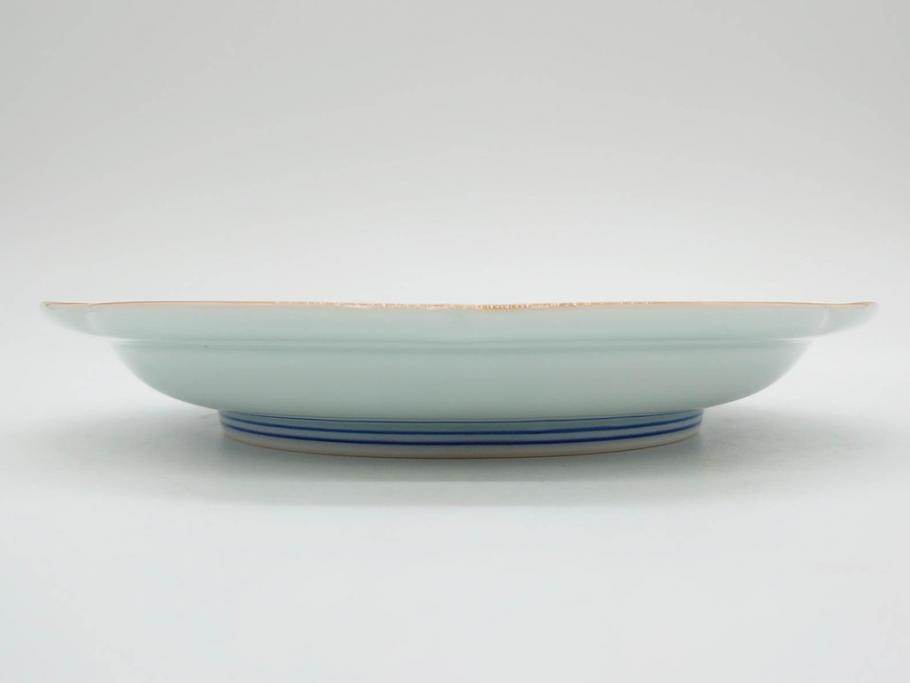 源右衛門窯　有田焼　染付四方唐草　(大)約22cm　7.3寸　(小)約19cm　6.2寸　上品な佇まいの中皿10枚セット(花、取り皿、和皿、和食器、裏印、共箱付き、七寸三分、六寸二分)(R-081496)