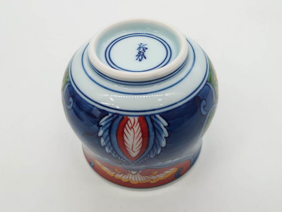 田代亮秀　有田焼　染錦　図変わり　約8.3cm　2.7寸　繊細な絵付けが見事な蒸茶碗6客セット(動物、果物、花割、野苺唐草、群鹿、梅花丸紋、裏印、和食器、共箱付き、二寸七分)(R-081498)