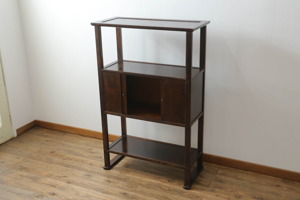 中古　美品　松本民芸家具　#506型　シックな色合いと上品な佇まいが魅力の朝鮮棚(飾り棚、収納棚、戸棚、陳列棚、茶棚、サイドボード)(定価約23万円)(R-064194)
