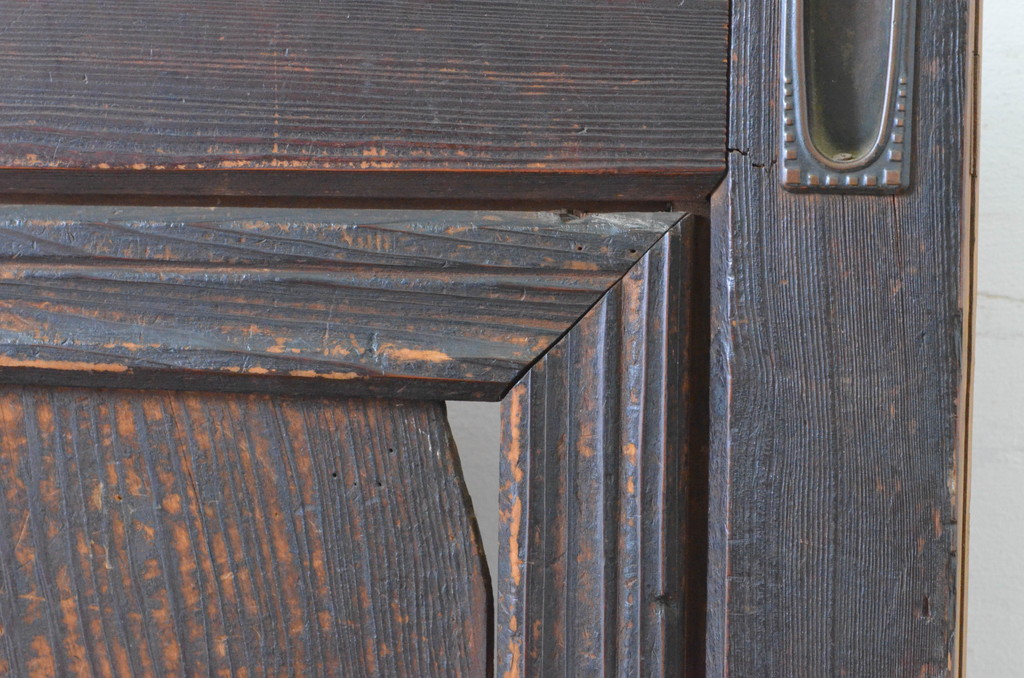アンティーク建具　腰板の丁寧な面取りがおしゃれなガラスドア1枚(扉、ガラス扉、木製ドア)(R-065512)