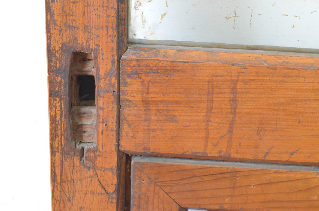 アンティーク建具　腰板の丁寧な面取りがおしゃれなガラスドア1枚(扉、ガラス扉、木製ドア)(R-065512)