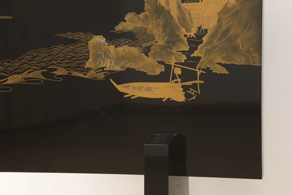 中古　輪島塗り　和の風情あふれる衝立て(仕切り、パーテーション、つい立て)(定価約180万円)(R-061046)