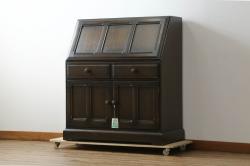 中古　お買い得品　松本民芸家具　H型ボールフットライティングビューロー(ワークデスク、在宅ワーク、在宅用)(1)