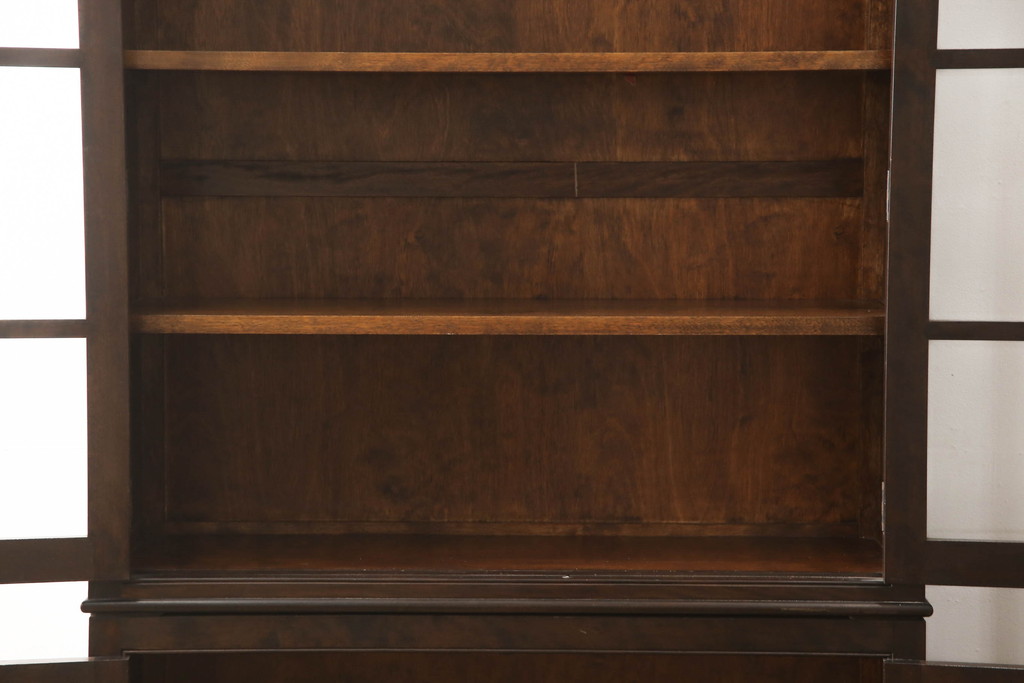 和製ビンテージ　松本民芸家具　洗練されたシックなデザインが魅力のE型書棚(ブックケース、本箱、飾り棚、キャビネット、収納棚、戸棚、ヴィンテージ)(定価約79万円)(R-066947)