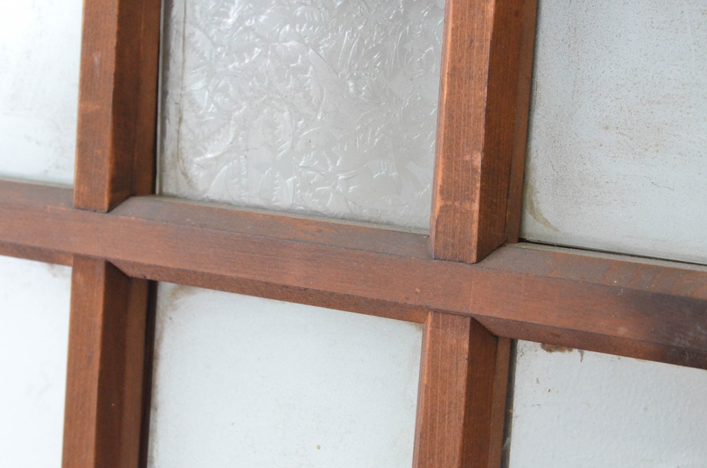 アンティーク建具　大正ロマン　レトロモダンな雰囲気漂うガラス帯戸4枚セット(ガラス戸、板戸、引き戸)(R-065549)