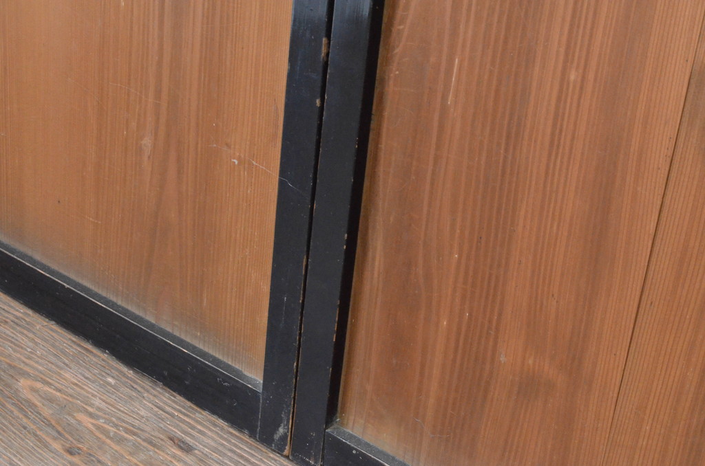 アンティーク建具　大正ロマン　レトロモダンな雰囲気漂うガラス帯戸4枚セット(ガラス戸、板戸、引き戸)(R-065549)