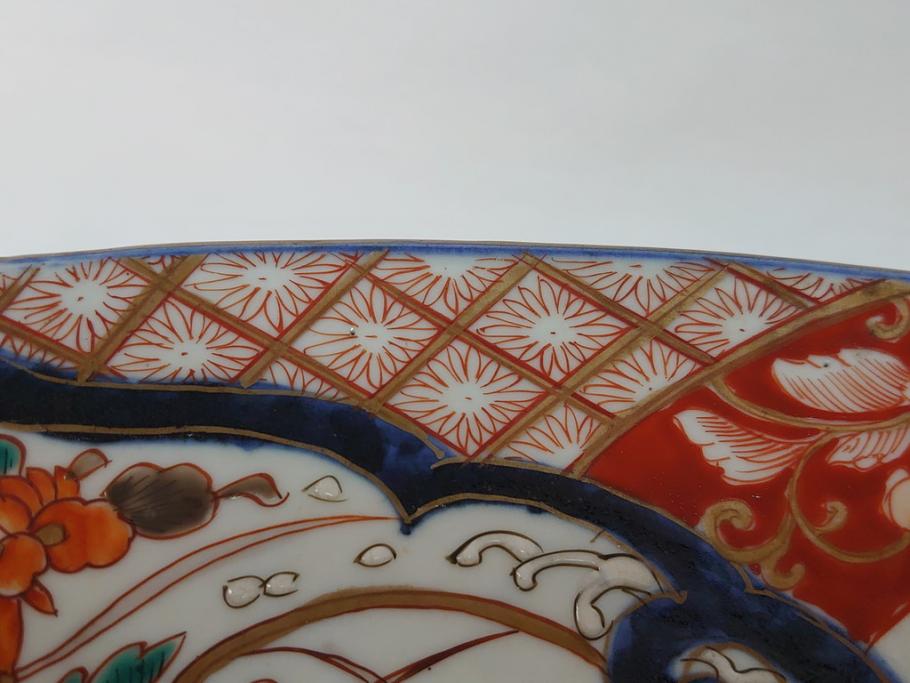 特大!　江戸期　古伊万里　色絵　松　獅子　唐人　花鳥　1尺8寸　約55cm　大皿(一尺八寸、和食器、和皿)(R-062898)