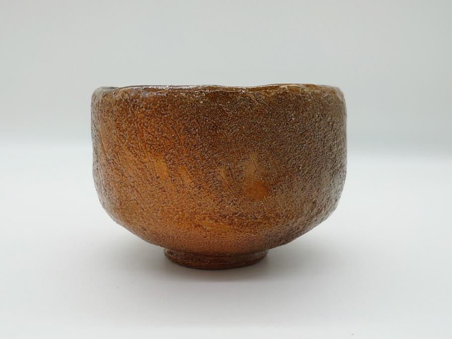  	九代　大樋長左衛門　飴釉　秋夕　茶碗(共箱付き、茶器、茶道具、和食器)(R-062834)