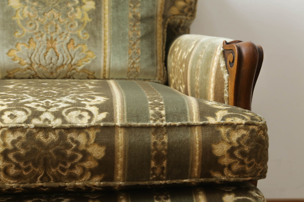 中古　DREXEL HERITAGE(ドレクセルヘリテイジ)　 Upholstery(アップホルスタリー)　クラシカルな佇まいの1人掛けソファ(アームチェア、一人掛け、1P)(R-057071)