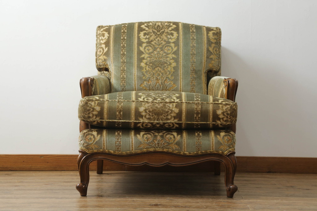 中古　DREXEL HERITAGE(ドレクセルヘリテイジ)　 Upholstery(アップホルスタリー)　クラシカルな佇まいの1人掛けソファ(アームチェア、一人掛け、1P)(R-057072)