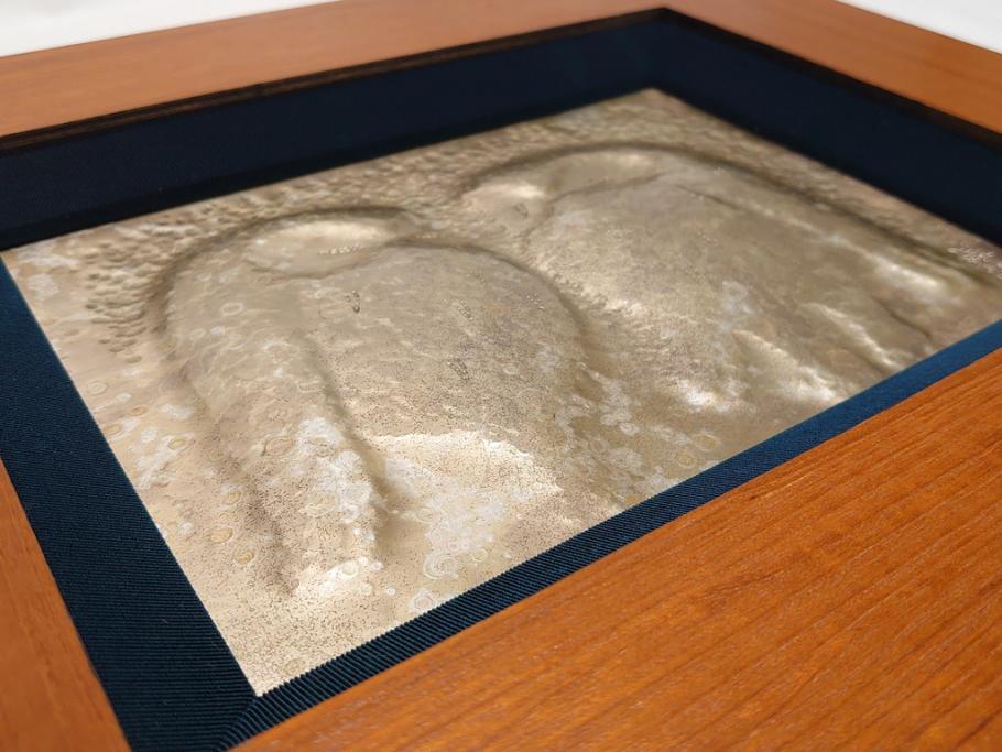 飯田美郎　彫金　金工　ブロンズ　レリーフ　銅板銀メッキ　ふくろう(外箱付き、額装、フクロウ、梟)(R-062902)
