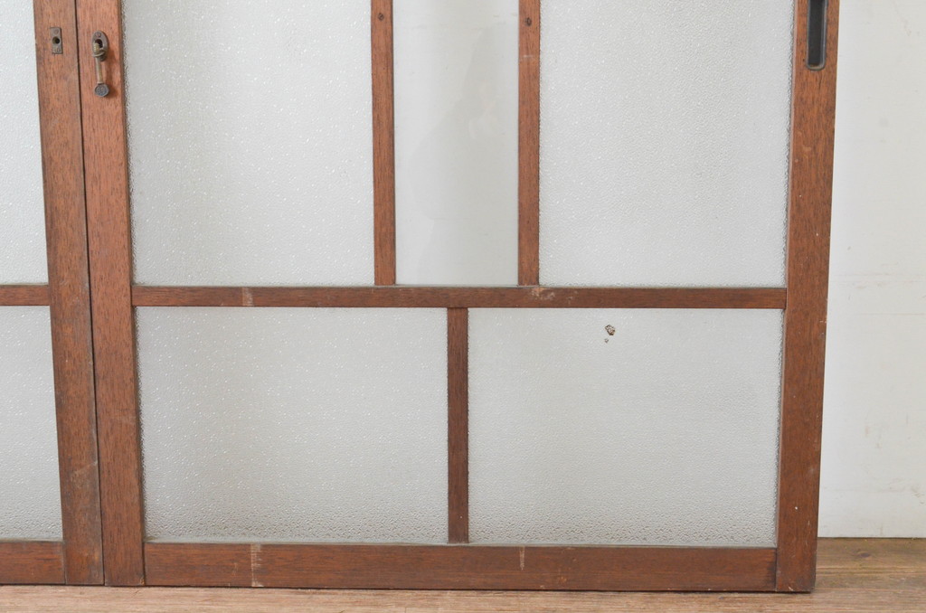 アンティーク建具　大正ロマン　ノスタルジックな雰囲気を醸し出すガラス窓2枚セット(ガラス戸、引き戸)(R-065546)