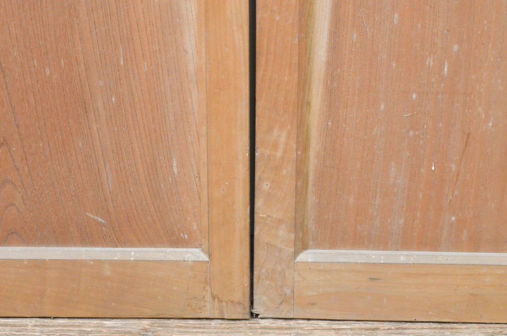 アンティーク建具　美品　上手物!!和の空間を演出する欅(ケヤキ)板のガラス帯戸3枚セット(引き戸、板戸)(R-065577)