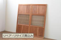 アンティーク建具　純和風の空間作りにおすすめの幅狭夏戸2枚セット(引き戸、簾戸、簀戸、葭戸、夏障子、御簾戸、葦戸)(R-064288)