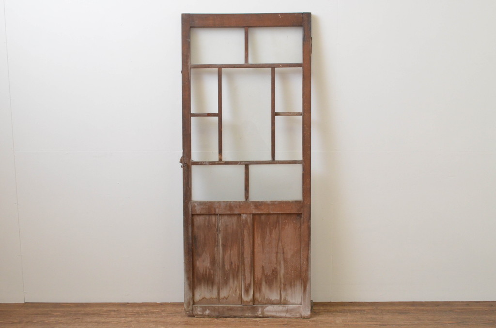 アンティーク建具　大正ロマンの雰囲気漂うデザインの扉1枚(木製扉、ガラス扉、ドア)(R-065581)