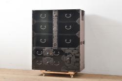 中古　高級　銘木　鉄刀木(タガヤサン)　総無垢(ムク)材　和モダンテイストのお部屋づくりに取り入れたい水屋箪笥サイドボード(収納棚、戸棚、食器棚、カップボード、サイドキャビネット)(R-079989)